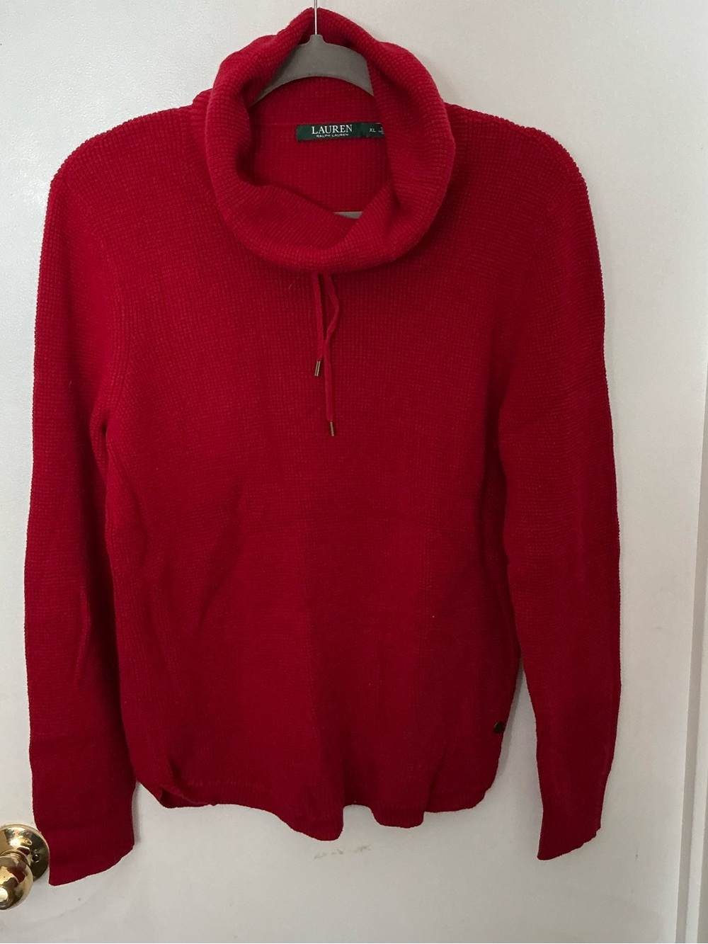 Lauren Ralph Lauren Red Cowl Neck Drawstring Sweater